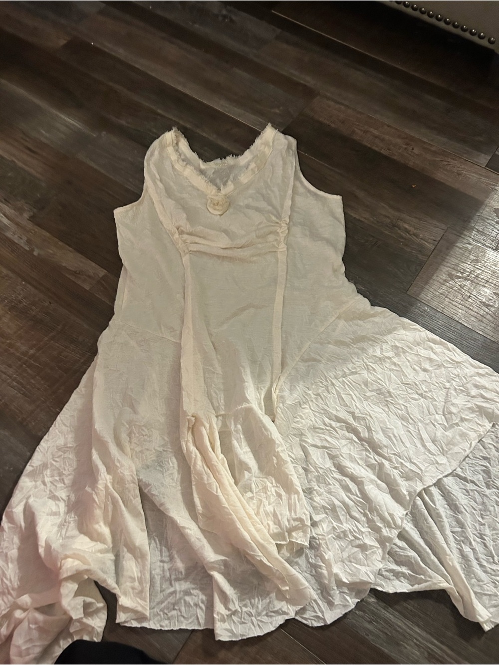 Vintage victorian doll Linen Midi Handkerchief Dress cream M